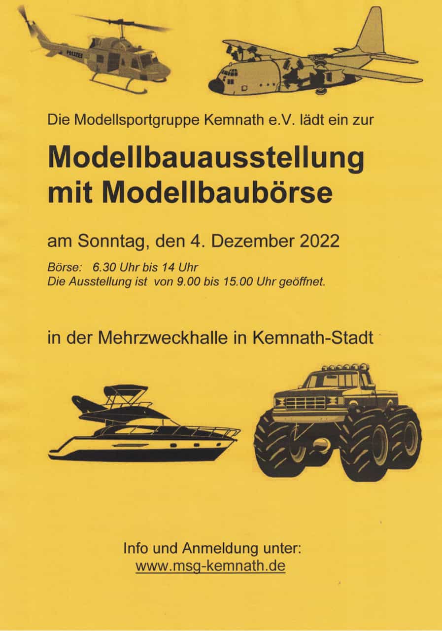 Nordostbayerns größte Modellbaubörse mit Modellbauaustellung in Kemnath am  04.12.2022 | RC-Network.de